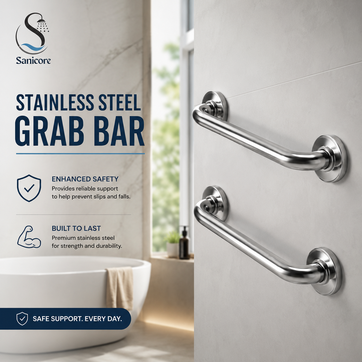 Sanicore™ Stainless Steel High Quality Grab Bar