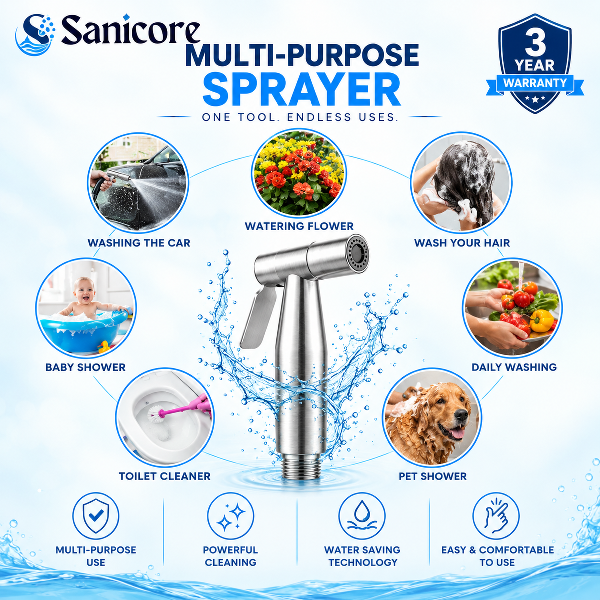 Sanicore™ Premium Quality - Stainless Steel 304© Muslim Shower Set
